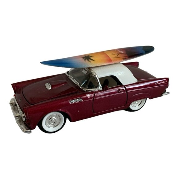 1955 Ford Thunderbird Red Diecast Model Car with Surfboard Rare Collectible - Picture 3 of 4